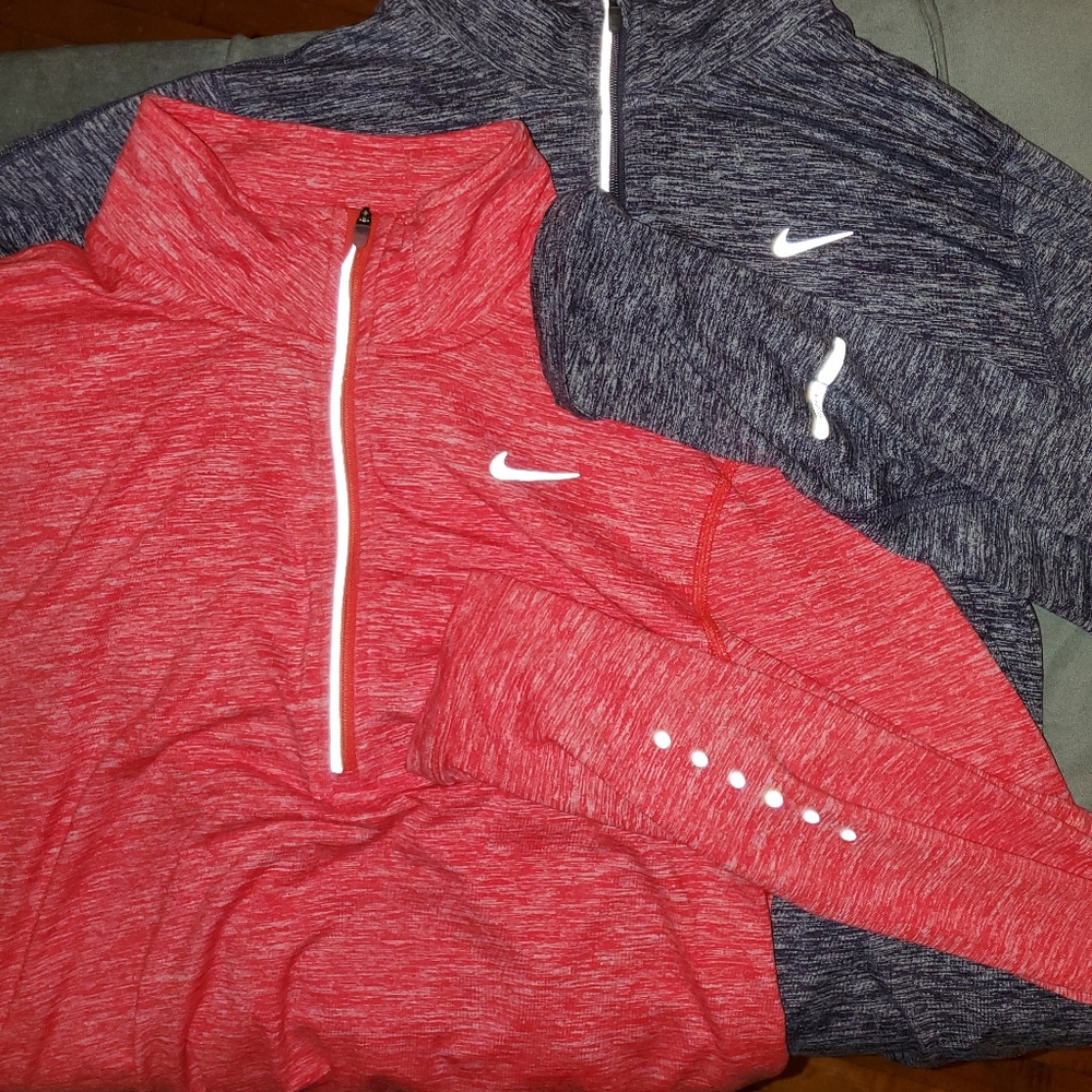 2 Nike 1/4 zip running sweatshirts